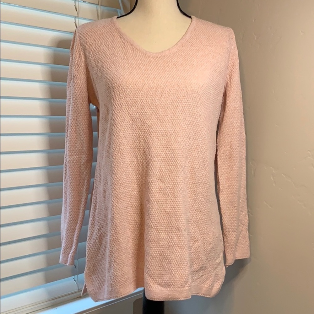 Karen Scott Pink Rose Cotton V-Neck Sweater M